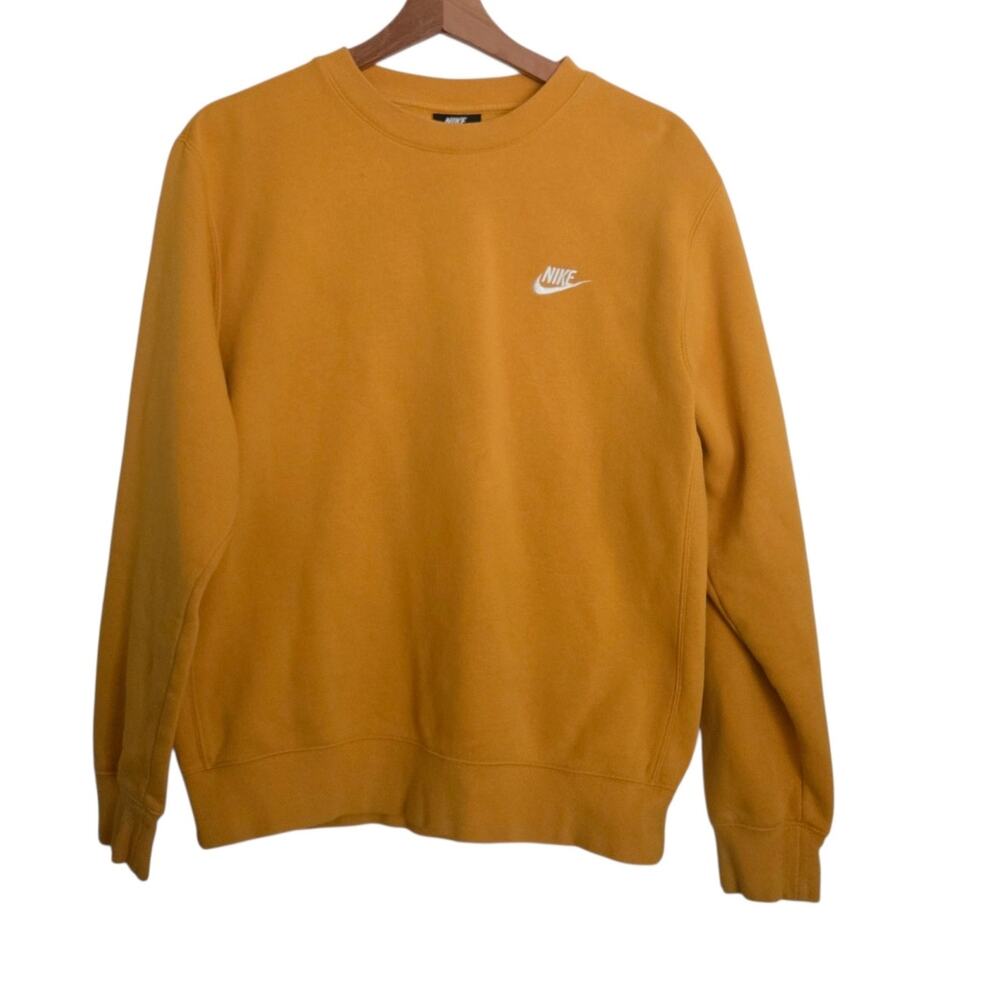 Nike MEDIUM Relaxed Fit Fleece Sweatshirt Embroidered Logo Sporty Preppy - FLAW